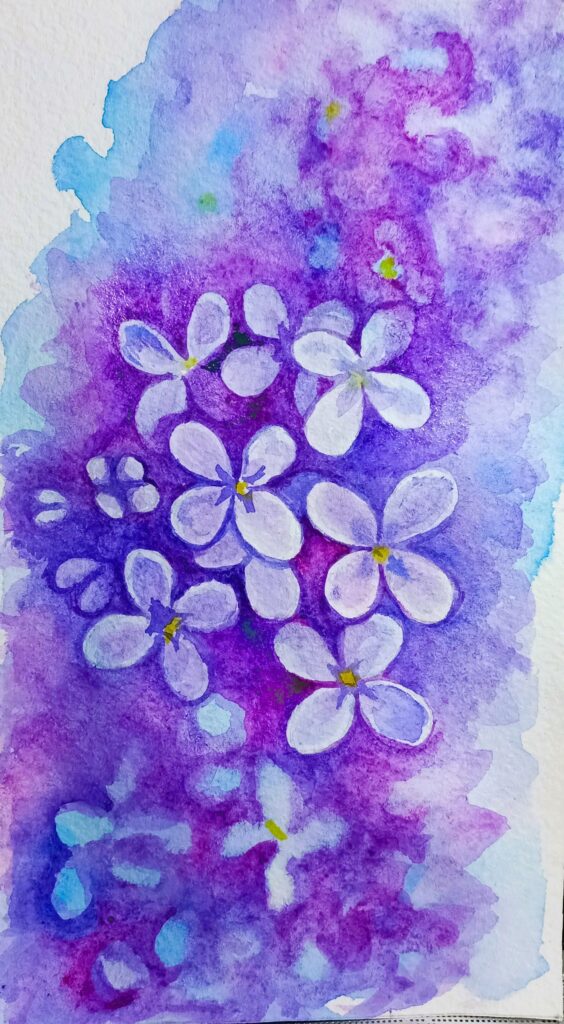 Бузок Експресія Акварель, папір, скетч 2023 Lilac Expression Watercolor, paper, sketch 2023