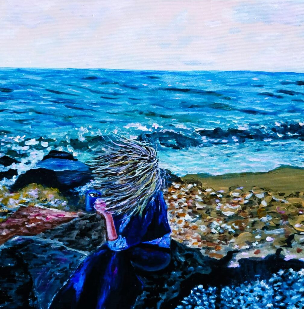 Кава у моря акрил, полотно, 30х30 cm., 2018 Coffee by the sea acrylic, canvas, 30x30 cm., 2018