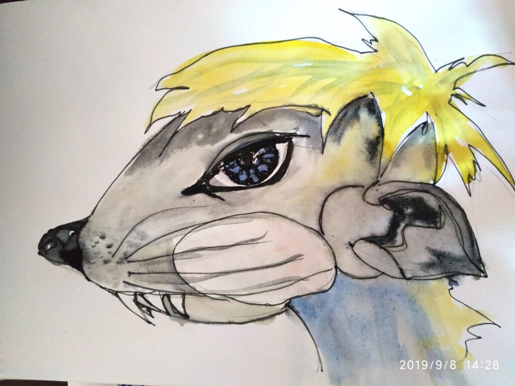 Крисюк. Скетч лінер, акварель, 2020 Rat. Sketch liner, watercolor, 2020