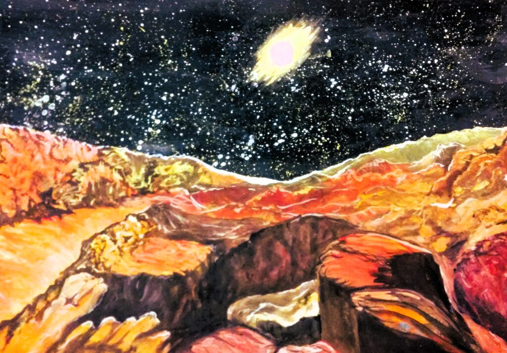 Десь у Всесвіті -1 гуаш, папір 30х40 см., 2014 Somewhere in the universe - 1 gouache, paper 30x40 cm, 2014