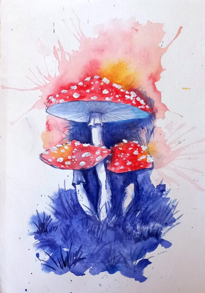 Атмосферні гриби Акварель, папір, 21х30 см., 2023 Atmospheric mushrooms Watercolor, paper, 21x30 cm, 2023